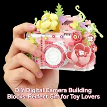 Multi-Colored Creative Building Block Toys, Adult Version Digital Camera Assembly Model, Retro Ornament, Birthday Gift, Digital Camera Building Block High-Value Ornament Model Toy, Assembly Model Toy, High-End Desktop Ornament. - Multicolor - View 2