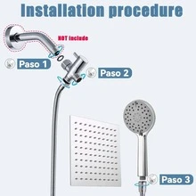 Shower Head Combo,8 Inch High Pressure Rain Shower Head  And 3 Settings Handheld Shower Head Combo,Powerful Shower Spray Against Low Pressure Water With Long Hose - Hợp kim crom - không có tay nối dài - Xem 7