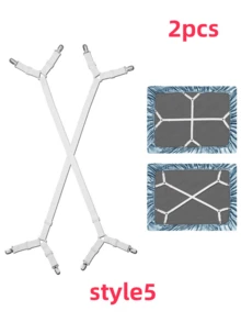 2/4Pcs/Set Triangle Quilt Holders, Metal Clip Adjustable Elastic Band Quilt Fixing Tool, Practical Invisible Anti-Slip Sheet Straps, Suitable For Sofa Cushions, Quilt Sheets, Home Textiles, Household Items,Black And White Options Available - Multicolor - View 8