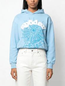 2026 Festival  555 Hoodie - Unisex Spider Web High Street Hip Hop Loose Sweatshirt - 藍色 - 查看 2