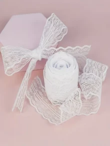 1/10码 - （1码 = 0.914米，10码 ≈ 9.14米）白色蕾丝花边丝带，手工DIY装饰丝带，礼品包装，发饰，插花 - 服装装饰，白色蕾丝派对礼品，装饰品，礼品丝带，圣诞节，情人节，母亲节 - 白色 - 查看 1