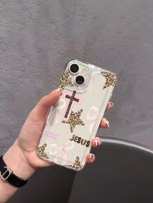 1个极简个性化十字星图案透明软手机壳，防滑防摔防黄变轻便全包覆镜头保护软壳，兼容 - 彩色 - 查看 6