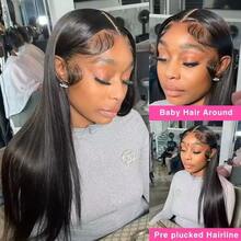 34 Inch Lace Front Wig Human Hair 100% Brazilian Virgin Human Hair Wig Straight Lace Front Wigs Human Hair 250% Density Colored Human Hair Wig 13x4 HD Lace Frontal Wig For Women Natural Black Colored Pre Plucked With Baby Hair Natural Hairline - Natural Black - 查看 6