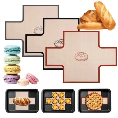 Bộ 3 tấm lót nướng bánh mì tròn bằng silicon - Phù hợp với khay nướng bánh mì 9x5 inch, dễ vệ sinh, dụng cụ và phụ kiện làm bánh mì, thích hợp làm quà tặng Giáng sinh, Ngày lễ tình nhân, quà tặng ngày lễ, Ramadan, đồ dùng làm bánh, thảm nướng nhà bếp, phụ kiện nhà bếp, dụng cụ làm bánh, làm bánh mì, thảm nướng bánh.