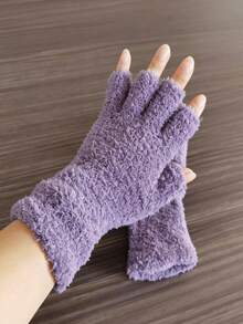 1 đôi găng tay nhung không ngón, thích hợp cho mùa thu/đông. - Nhiều màu - Xem 12