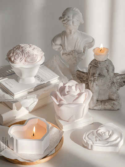 1pc Handmade Rose Scented Candle, Rose Shaped Decor Smokeless Soy Wax Candle, Creates Ambiance, Ideal For Valentine's Day, Couples, Women, Girls, Wedding, Halloween, Christmas, Graduation, Birthday, Mother's Day, Home Decor