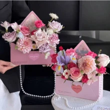 5pcs Love Letter Flower Bouquet Gift Box, Handheld Flower Box, DIY Creative Envelope Viral Floral Folding Gift Box, Fresh Flower Packaging Box - Multicolor - View 3