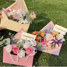 5pcs Love Letter Flower Bouquet Gift Box, Handheld Flower Box, DIY Creative Envelope Viral Floral Folding Gift Box, Fresh Flower Packaging Box - Multicolor - View 2