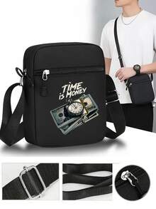 1pc/2pcs "Time Is Money" Dollar Bill Graphic Print Baseball Cap And Crossbody Bag Set, Streetwear Fashion Outdoor Sports Adjustable Flat Brim Cap And Shoulder Bag, Valentine''s Day & Anniversary Gift - Multicolor - View 2