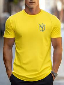 Men's Brazil World Cup T-Shirt, Unisex Shirt, 100% Cotton, Exclusive For Cheering. - Màu vàng - Xem 1