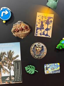 1 Peça Adesivo Magnético Estilo Egípcio, Pirâmide do Faraó + Caravana de Camelos, Lembrança de Viagem Decoração Doméstica, Artesanato Criativo em Resina 3D Gravado, Imã de Geladeira em PVC, Decoração de Cozinha, Imã de Cenário Famoso, Presente Ideal para Entusiastas de Viagem - Multicolorido - Visão 8