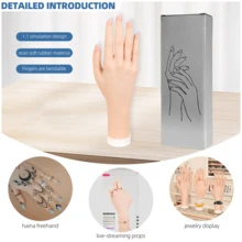 CHUAN SHANG Nail Practice Hand Model, Flexible Fake Hand With Adjustable Stand, Nail Training Set, Model Hand For Beginners And Nail Technicians (Suction Cup Stand) - Apricot - View 8
