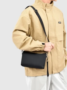 斜挎包，1 件装，男女通用设计，采用 PU 皮革材质，配有可拆卸腕带和可调节肩带，多种背法，大容量，多功能，适合商务、休闲、旅行和日常通勤。是情人节或节日送给家人的绝佳礼物。 - 彩色 - 查看 5
