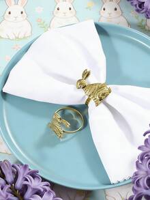 4-12pcs/Set Premium Easter Bunny Napkin Rings For Easter Table Decoration - Multicolor - View 3