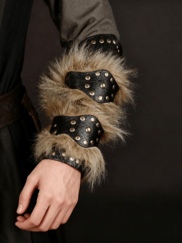 Brazalete de muñeca de cuero de PU vintage ajustable, accesorio de disfraz medieval vikingo de Halloween