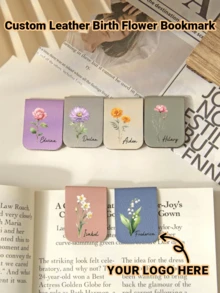Customized Leather Birthday Flower Bookmarks, Personalized Name Bookmarks - Multicolor - View 1