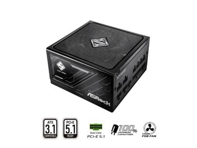 ASRock Steel Legend SL-750G 750W 80 PLUS GOLD & Cybenetics PLATINUM Full Modular Power Supply, ATX3.1 & PCIe5.1 Ready With Dual Color 12V-2x6 Cable, 10 Years Warranty