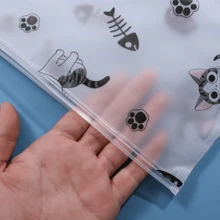 50pcs Transparent Clothing Zipper Packaging Bags, Self Sealing Packaging Bags, Cartoon Cat Pattern Packaging Bags, Holiday Gift Packaging Bags, Clothing Packaging Bags, Waterproof Plastic Bags, Reusable Self Sealing Zipper Packaging Bags, Travel And Daily Storage Bags, As Well As Clothing Classification Packaging Bags - Multicolor - View 2