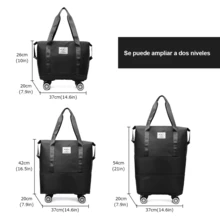 Bolsa de Viaje Expandible con Ruedas Desmontables / Gran Capacidad Multifuncional con Separación Seco-Húmedo / Impermeable para Gimnasio Yoga Viajes Fin de Semana - Negro - Ver 2