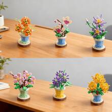 微珠永生花盆栽拼装拼图玩具，逼真装饰花，儿童益智玩具，3D立体，女孩适用，节日礼物，母亲节礼物，圣诞节礼物，父亲节礼物