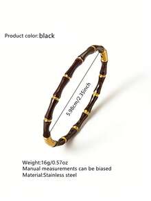 VceTd 1件装不锈钢手链，浪漫法式风格，彩色珐琅竹结设计，适合女性日常佩戴，或作为情人节礼物送给爱人。 - 竹系列 - 查看 10