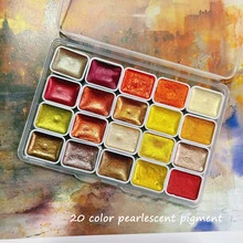 20色固体水彩颜料套装，珠光闪亮色调，旅行水彩套装，适合艺术家、业余爱好者和绘画爱好者 - 均碼 - 查看 12