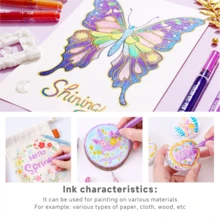 Languo 88 couleurs Ensemble de stylos paillettes/48/40/24/16, Ensemble de stylos paillettes métalliques, Stylos gel paillettes métalliques à grande capacité, Effet paillettes, Stylos attrayants pour cahier de dessin, Surligneur 1 mm - Multicolore - Voir 9