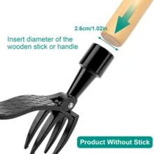 Black Aluminum 4-Tine Weeding Fork - 14.5cm Garden Root Puller Tool with Foot Pedal for Flower Bed, Vegetable Patch & Lawn Maintenance - Negro - Ver 4