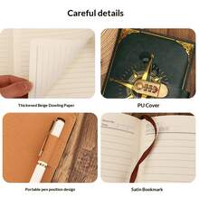 Diary With Lock, 220 Pages Secret LockableJournal, A5 Locking Journal Pu LeatherRefillable Writing Notebook With Lock(Black) - màu đen - Xem 8