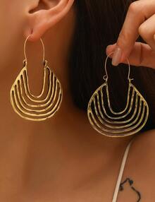 1 Pair Exaggerated Retro Geometric U-Shaped Earrings, Unique Personalized Ear Accessories Everyday Wear For Holiday Parties - 金色 - 查看 1