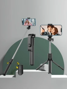 1支1700mm无线自拍杆三脚架，可伸缩折叠独脚架，适用于智能手机，直播稳定，带遥控器，兼容和安卓手机 - 彩色 - 查看 20