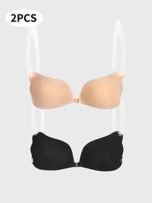 2pcs Set Lift Up Bras, Self-Adhesive Women's Bras, Suitable For Pairing With Wedding Dresses, Spaghetti Strap Dresses, Jumpsuits And Beach Vacation Wear | Women's Gift | Christmas And Valentine's Day Gift - Multicolor - View 10