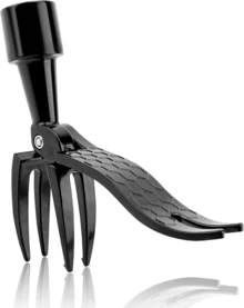 Black Aluminum 4-Tine Weeding Fork - 14.5cm Garden Root Puller Tool with Foot Pedal for Flower Bed, Vegetable Patch & Lawn Maintenance - Negro - Ver 8