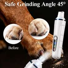 1个狗狗指甲磨甲器，静音专业版宠物指甲修剪器，带LED灯、智能显示屏、8000转/分钟、USB充电的爪子指甲钳，适用于大、中、小型犬、猫及其他小型动物 - 白色 - 查看 5