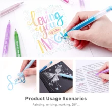 Languo 88 couleurs Ensemble de stylos paillettes/48/40/24/16, Ensemble de stylos paillettes métalliques, Stylos gel paillettes métalliques à grande capacité, Effet paillettes, Stylos attrayants pour cahier de dessin, Surligneur 1 mm - Multicolore - Voir 10