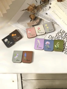 Customized Leather Birthday Flower Bookmarks, Personalized Name Bookmarks - Multicolor - View 4