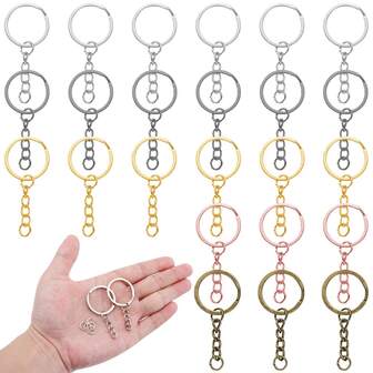 40個 金属チェーンキーホルダーとロブスター留め金リングセット、20個のチェーン付きキーホルダーと20個の合金コネクターリングが含まれます。キーホルダー、キーリング、ランヤード、バッグチャーム、ジュエリー作り、ギフトに適しています(5色)