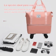 Bolsa de Viaje Expandible con Ruedas Desmontables / Gran Capacidad Multifuncional con Separación Seco-Húmedo / Impermeable para Gimnasio Yoga Viajes Fin de Semana - Rosa - Ver 3