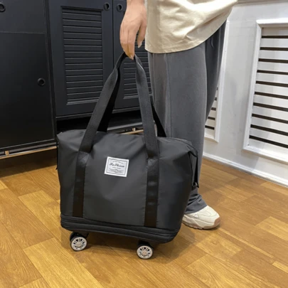 Bolsa de Viaje Expandible con Ruedas Desmontables / Gran Capacidad Multifuncional con Separación Seco-Húmedo / Impermeable para Gimnasio Yoga Viajes Fin de Semana