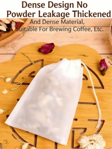 100-Pack 6x8 Inch Disposable Tea Filter Bags, Unbleached Natural Non-Woven Mesh Drawstring Pouches,  Leak-Proof Tea Infuser Bags For Loose Leaf Tea, Herbal Blends, Coffee Grounds, Disposable Brewing Bags With Secure Drawstring Closure, Multi-Purpose Unbleached Non-Woven Bags For Home Kitchen Cooking, Herb Storage, Spice Steeping, Tea Brewing, Reusable-Feel Disposable Filter Bags For Daily Use, Restaurant, Cafe & Home Brewing, 6 Inch X 8 Inch Large Capacity Tea Filter Pouches For Loose Tea Leaves, Dried Herbs, Flower Teas & Homemade Herbal Infusions, Tear-Resistant Non-Woven Mesh Material For Easy Brewing & Cleanup, No Adhesive No Chemical Additives Disposable Tea Bags For Healthy Brewing - White - View 4