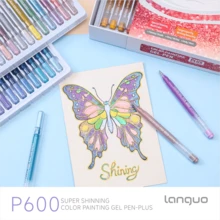Languo 88 couleurs Ensemble de stylos paillettes/48/40/24/16, Ensemble de stylos paillettes métalliques, Stylos gel paillettes métalliques à grande capacité, Effet paillettes, Stylos attrayants pour cahier de dessin, Surligneur 1 mm - Multicolore - Voir 4