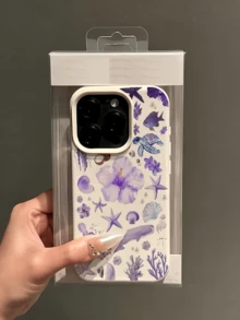 1 chiếc ốp lưng điện thoại TPU chống sốc, thiết kế tối giản, hình sao biển trắng và hoa tím, tương thích với iPhone 17, 16, 15, 14, 13, 12, 11 Pro Max, Air và các dòng khác, phiên bản quốc tế, không phải phiên bản nội địa. - Nhiều màu - Xem 3