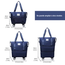 Bolsa de Viaje Expandible con Ruedas Desmontables / Gran Capacidad Multifuncional con Separación Seco-Húmedo / Impermeable para Gimnasio Yoga Viajes Fin de Semana - Azul - Ver 3