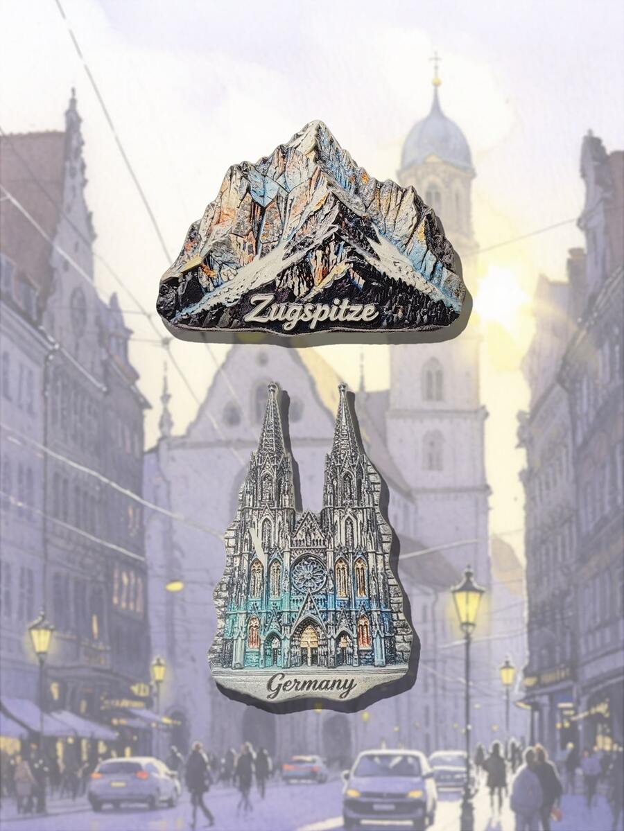 1 Peça Imã de Geladeira da Catedral de Colônia, Alemanha, Adesivo Magnético de Lembrança de Viagem com Pintura 3D em Relevo, Presente Criativo de Decoração Doméstica, Imã de Geladeira de Resina 3D Embutida de Alta Qualidade em PVC, Decoração de Cozinha, Imã de Cenário Famoso, Presente de Decoração Doméstica para Amantes de Viagem - Multicolorido - Visão 1