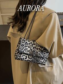 Minimalist Elegant Square Flap Crossbody Bag: Vintage-Inspired Lock Closure Design With Sleek Metal Chain Shoulder Strap, Multi-Functional Women's Daily Casual Purse – Perfect For Leisure Outings, Office Commuting, Workdays, Coffee Dates & Everyday Use, Stylish Compact Bag Blending Timeless Charm With Practicality For Modern Women - 彩色 - 查看 4