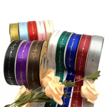 1 pieza 30,5 yardas de cinta de poliéster con impresión de lámina de oro, adecuada para cajas de dulces, ramos y regalos, perfecta para arreglos florales del Día de San Valentín y embalaje de pasteles, con lazo y cinta - Multicolor - Ver 4