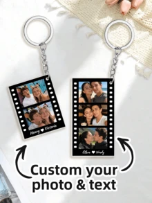 1-4pcs Customized Photo Acrylic Keychain - Personalized Couples Photo Keychain, Valentine's Day Anniversary Gift, Custom Name Keychain, Couples Keychain Suitable For Both Men And Women, Romantic Meaningful Design, Ideal For Couples, Him, Her, Boyfriend, Girlfriend, Husband, Wife, Perfect For Valentine's Day, Anniversaries, Daily Commemoration - Multicolor - View 1