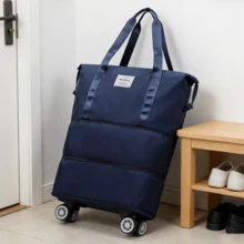 Bolsa de Viaje Expandible con Ruedas Desmontables / Gran Capacidad Multifuncional con Separación Seco-Húmedo / Impermeable para Gimnasio Yoga Viajes Fin de Semana - Azul - Ver 7