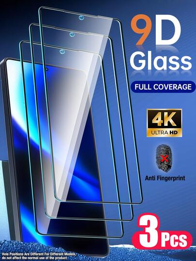 XINHONGYU Set Of 3 Ultra HD Full Coverage Tempered Glass Screen Protectors For S-A.M-S*Ung A06/A07 And For Galaxy A05/A05S | 9H Hardness, Scratch-Resistant, Clear With Anti-Fingerprint Coating, Easy To Install, Perfectly Compatible With Cases
