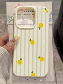 1 pieza Funda de teléfono con patrón de limón a rayas blancas de TPU minimalista y resistente a golpes, compatible con iPhone 17 16 15 14 13 12 11 Pro Max Air Series, regalo de primavera - Multicolor - Ver 2
